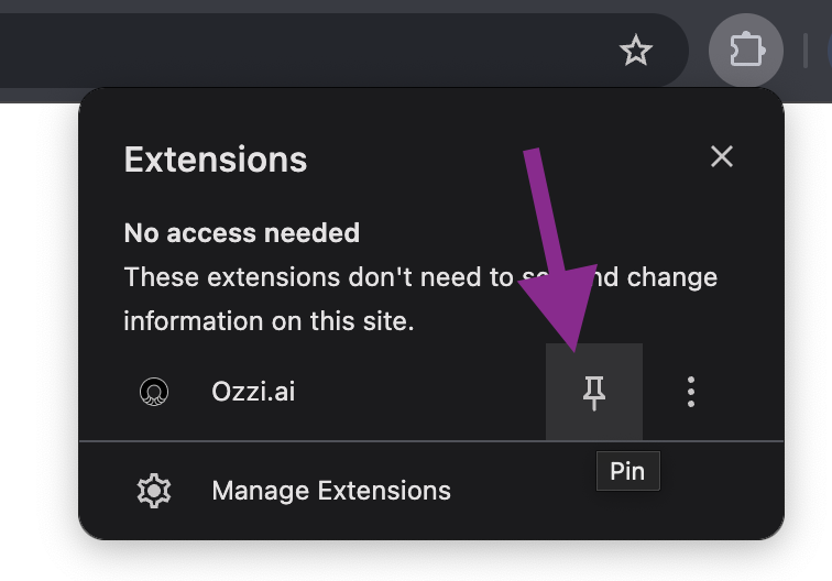 Pin extension to task bar
